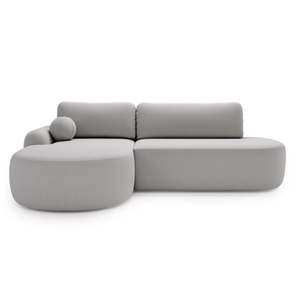 ROZKŁADANY NAROŻNIK JASNOSZARY AGAT O DO SALONU Z FUNKCJĄ SPANIA - PRZÓD